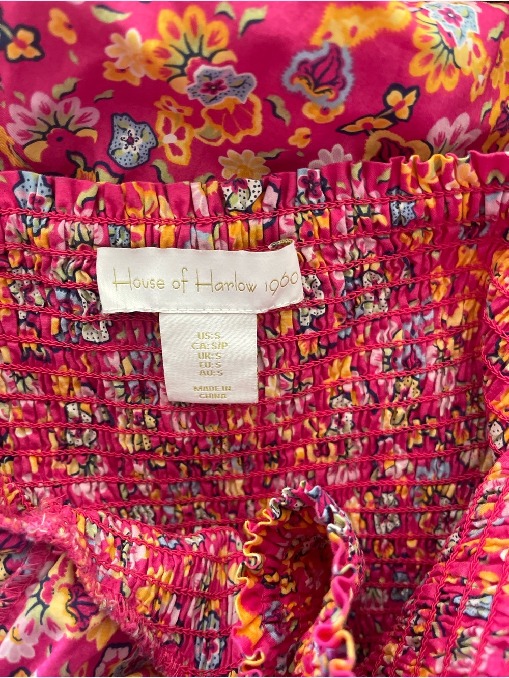 House of Harlow 1960 Smocked Puff Sleeve Floral Midi Dress - Picture 5 of 6